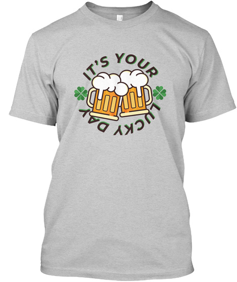 St Patrick's Day Lucky Clover Beer Shirt Light Steel T-Shirt Front