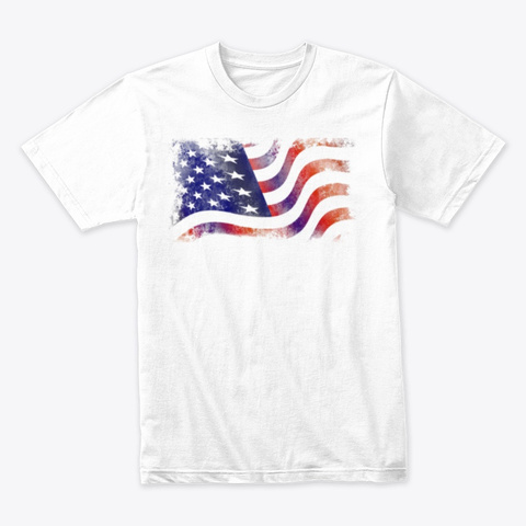 America Flag White T-Shirt Front