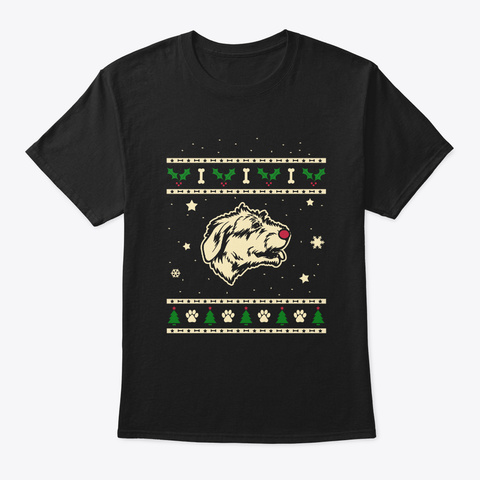 Christmas Irish Wolfhound Gift Black T-Shirt Front