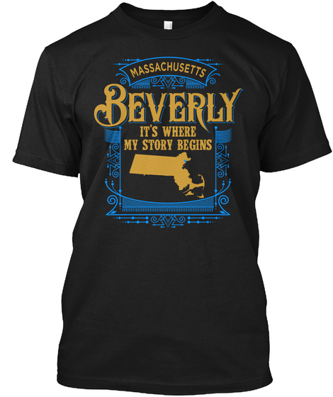 Massachusetts Beverly It's Where My Story Begins Black Camiseta Front