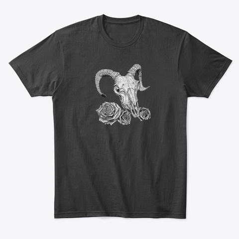 Goat Skull & Roses Black T-Shirt Front