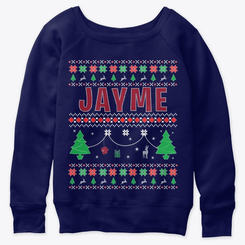 Xmas Themed Personalized For Jayme Navy  T-Shirt Front