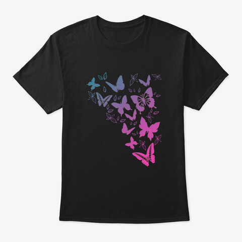 Butterflies 7 Kwk7 Black T-Shirt Front