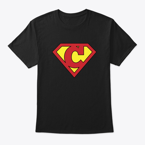 C Programming Superhero   Cool Computer  Black Camiseta Front