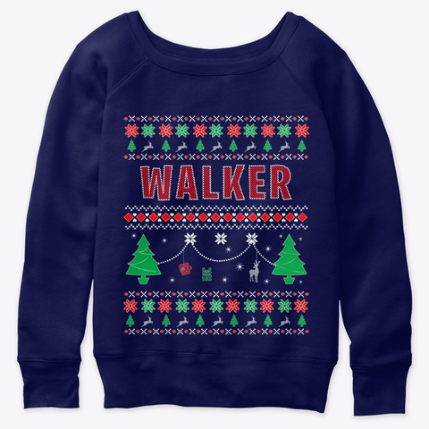Ugly Christmas Themed Gift For Walker Navy  T-Shirt Front
