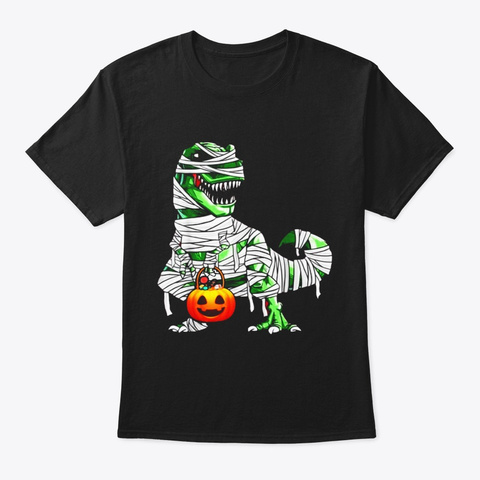 Halloween Pumpkin Dinosaur T Shirt Gift Black T-Shirt Front