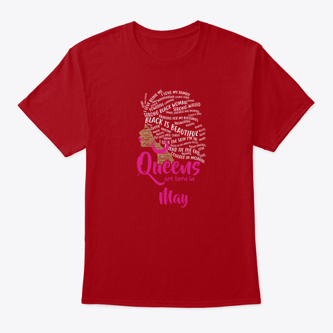 Queens Are Born In May Birthday Ls Shir Deep Red Camiseta Front