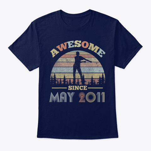 8th Birthday Awesome Since May 2011 Navy T-Shirt Front