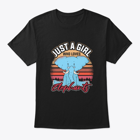 Animal Safari Girl Elephant Black T-Shirt Front