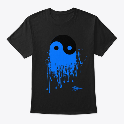 Pop Art Yin Yang Symbol Blue Black T-Shirt Front