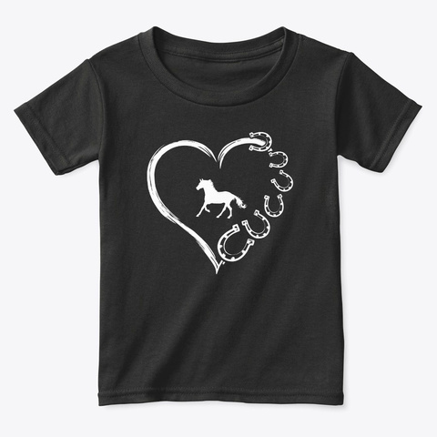 Cute Horse Love Horseshoe Heart Gift Hor Black T-Shirt Front