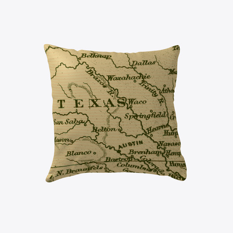 Old West Texas Map Pillow White Kaos Front