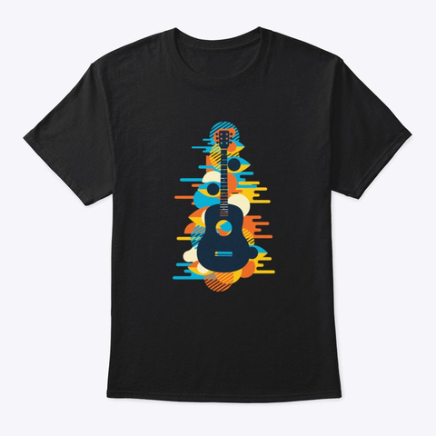 Musical Guitar Hues Black T-Shirt Front