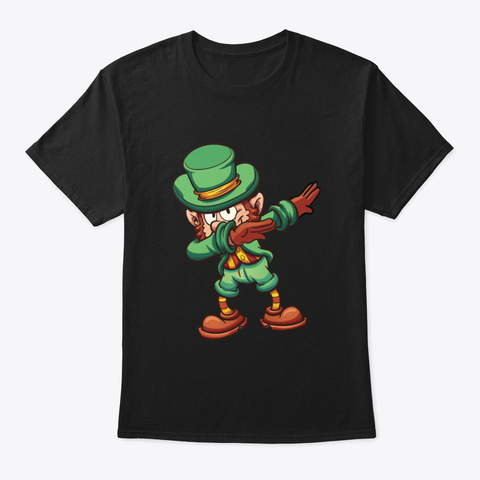 Dabbing Leprechaun St Patricks Day Dab K Black T-Shirt Front