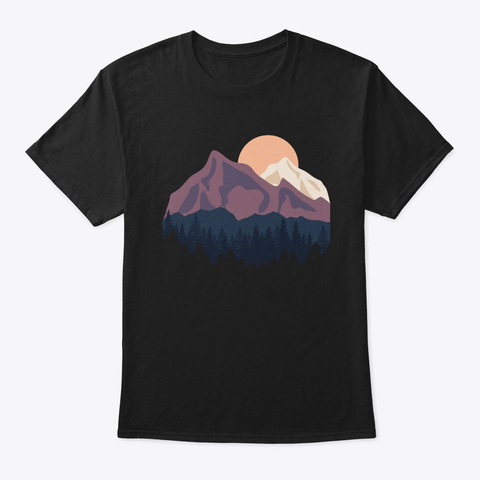 Mountains Hiking Funny Nature Landscap Black T-Shirt Front