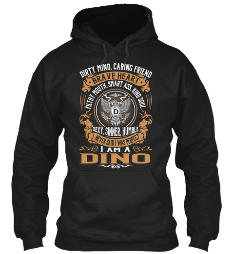 Dino Black T-Shirt Front