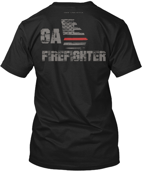 Ga Firefighter Black T-Shirt Back