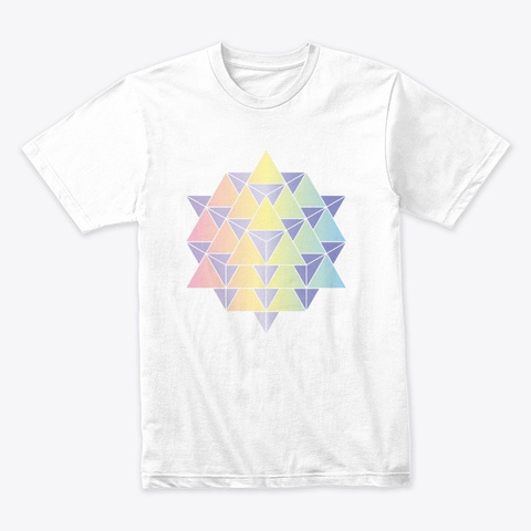 3 D 64 Tetrahedron Grid Series   Spectrum White T-Shirt Front