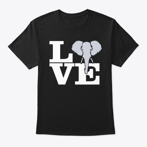 Elephant Shirt,Love Elephants Black T-Shirt Front