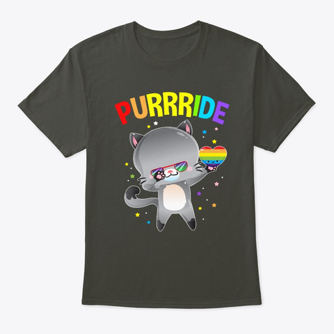 Dabbing Purrride Cat Lgbt Gay Pride Smoke Gray T-Shirt Front