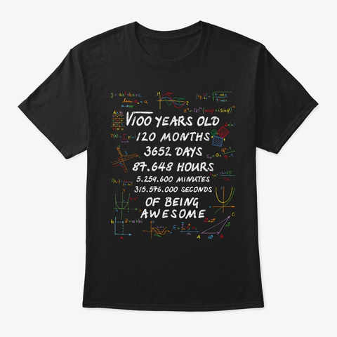 Square Root Of 100 10th Birthday 10 Year Black T-Shirt Front