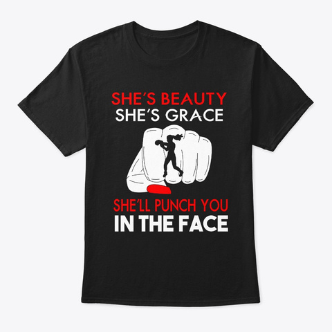Boxing She'll Punch You In The Face Black T-Shirt Front