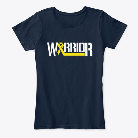 Childhood Cancer Awareness Warrior New Navy T-Shirt Front