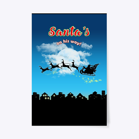 Santa Christmas Home Decor Art Poster Black T-Shirt Front