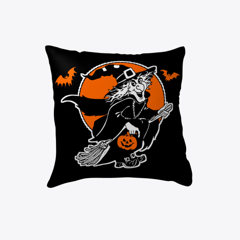 Flying Witch Halloween Pillow White T-Shirt Front