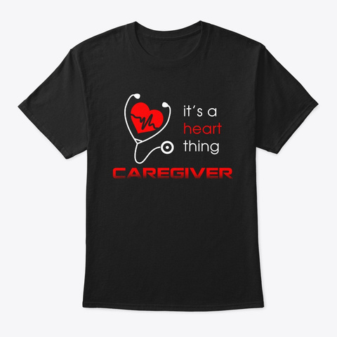 Heart Caregiver Nurse T Shirt Black T-Shirt Front