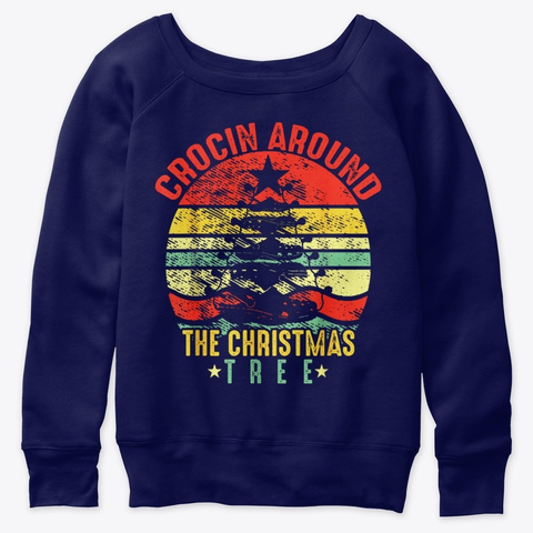 Crocin Around The Christmas Tree Vintage Navy  Camiseta Front