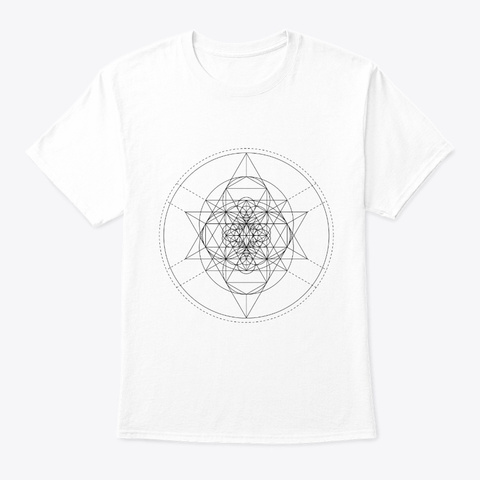 Sacred Geometry Tessepyramid Black White T-Shirt Front