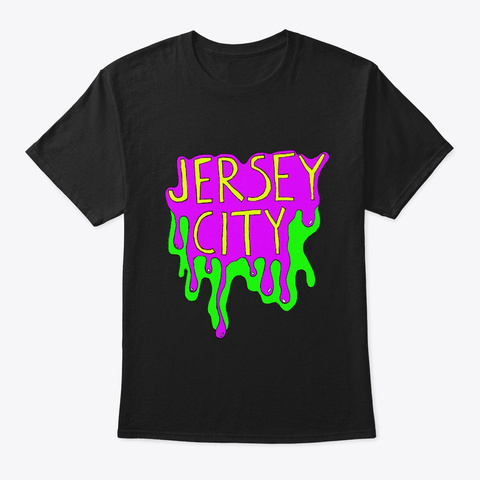 Jersey City Shirt With Drippy Letters Black T-Shirt Front