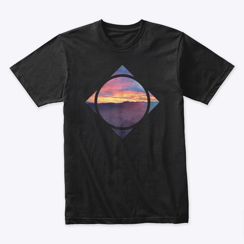 Sunset Over California Mountains Black T-Shirt Front