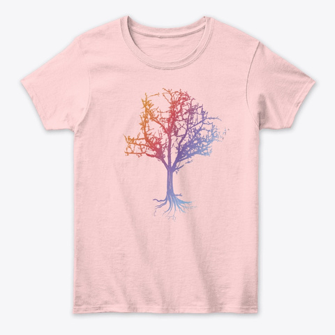 A Magical Radiant Glowing Colored Tree.  Light Pink T-Shirt Front