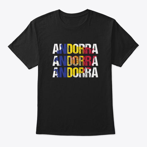 Andorran Pride Andorra Flag Typography A Black T-Shirt Front