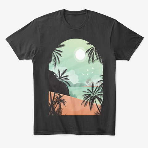 Exotic Tropical Leaf Beach Tees Black T-Shirt Front
