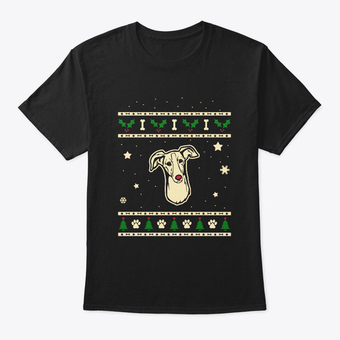 Christmas Polish Greyhound Gift Black T-Shirt Front