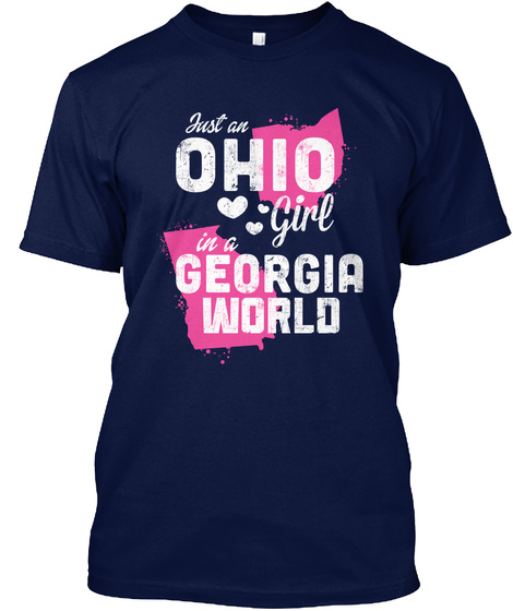 Just An Ohio Girl In A Georgia World Navy T-Shirt Front