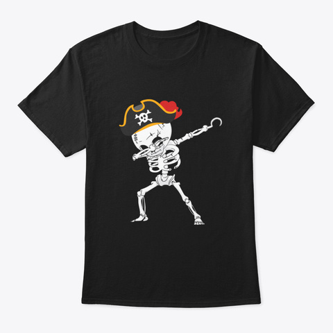 Dabbing Skeleton With Pirate's Hat Black T-Shirt Front