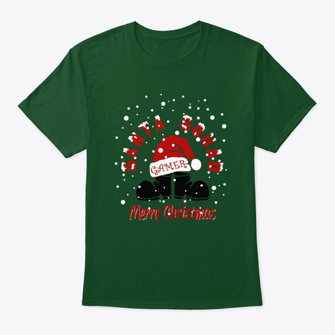 Santa Squad Merry Christmas Gamer Deep Forest T-Shirt Front