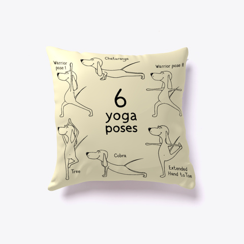 Dogs Show 6 Yoga Poses   Pillow Light Yellow Kaos Front