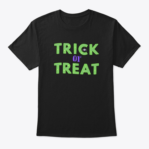 Trick Or Treat Cute Simple Halloween T Black T-Shirt Front