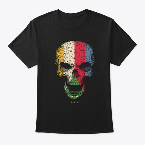Skull Comoros Flag Skeleton Black T-Shirt Front