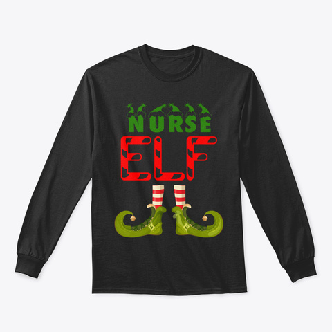 Nurse Elf Funny Group Matching Family Ch Black T-Shirt Front