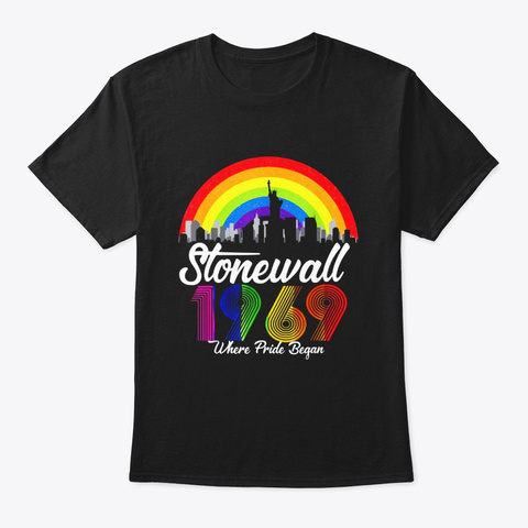 90s Style Stonewall 50th Nyc Gay Pride Black T-Shirt Front