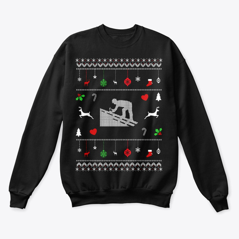 Roofer Ugly Christmas Sweater Black T-Shirt Front