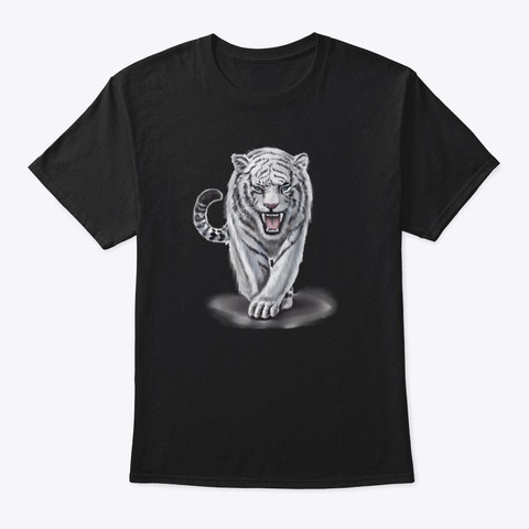 White Tiger  Black T-Shirt Front