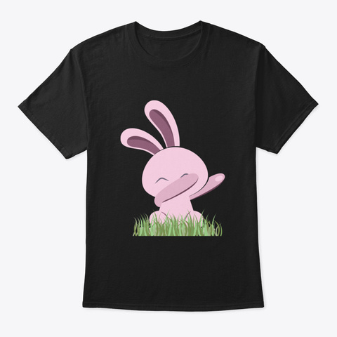 Dabbing Rabbit Design Black T-Shirt Front
