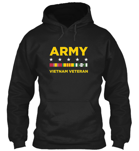 Army Vietnam Veteran Black T-Shirt Front